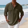 thumbnail image 2 of Kizanda Men Half Button Work Shirt with Chest Pockets Pullover Lightweight Stand Collar Work Comfy Office Shirt Long Sleeve Fall Winter Business Casual Top for Men XXL, 2 of 9