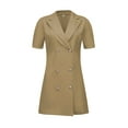 thumbnail image 6 of Viikei Plus Size Skirts for Women Summer Lapel Solid Color Double Breasted Sleeveless Dresses, 6 of 7