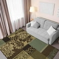 thumbnail image 2 of Ottomanson Non-Slip Area Rug for Living Room 5' x 6'6" Durable Low Profile Carpet, Brown/Green Damask, 2 of 8