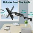 thumbnail image 3 of ErgoFocus Monitor Wall Mount Fits 17-32 Inch Flat/Curved Computer Screens, Single Monitor Wall Arm Holds up to 19.8lbs, Height Adjustable Gas Spring Wall Monitor Stand Tilt, VESA Mount 75x75/100x100, 3 of 5