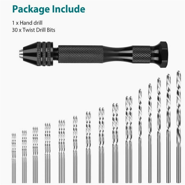 EastVita 31 Pieces Hand Drill Bits Set Pin Vise Hand Drill With