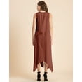 thumbnail image 4 of Moomaya Contemporary Asymmetric Round Neck Solid Rayon Dress Loose Fit Day Dress, 4 of 9