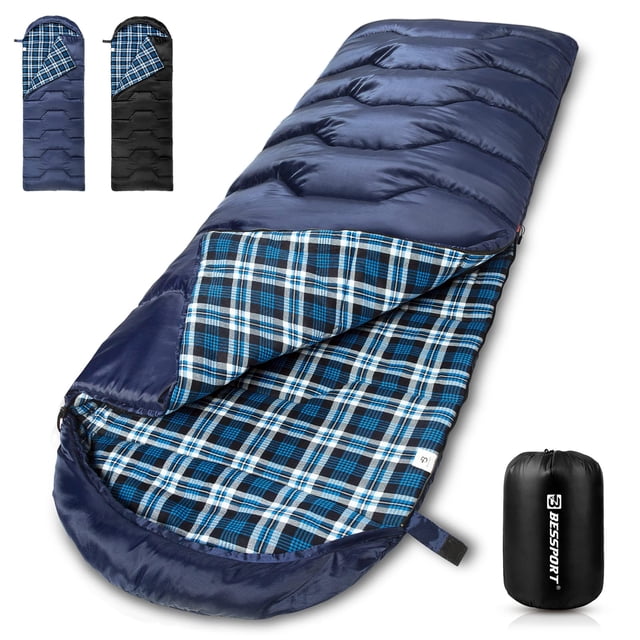 Saco de dormir Bessport con forro de franela impermeable 210 x 80 cm