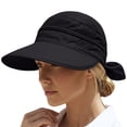 thumbnail image 2 of Helii Women 2 in 1 Convertible Sun Visor Hat with Ponytail Hole, Zipper Off Removable Crown Wide Brim UPF 50+ Beach Cap, Quick Dry Foldable Packable Summer Hat for Outdoor Black,One Size, 2 of 8