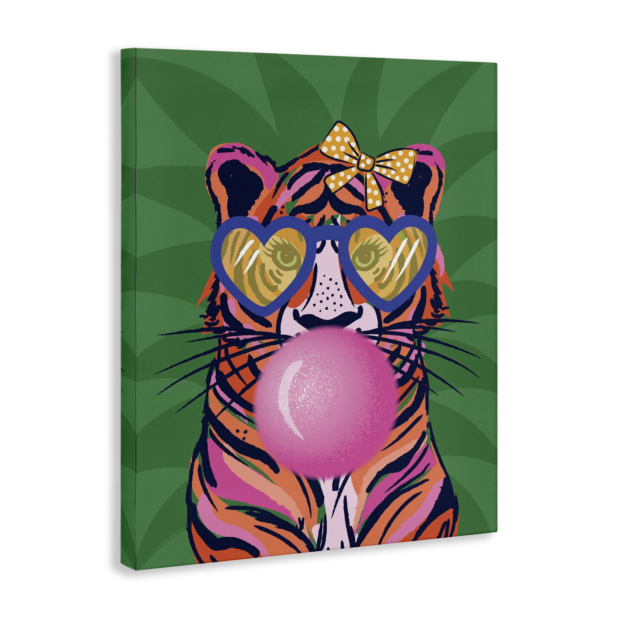 Stupell Industries Glam Tiger Bubble Gum Animals Painting Wrapped Canvas Art Print Wall Art, 30 x 40