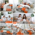 thumbnail image 5 of Abstract Graffiti Art Bedding Duvet Cover Set King Size 4 Pieces Orange Gary Color Stitching Bedding Set with Zipper Closure, 1 Comforter Cover 92x106 Inches 1 Flat Sheet & 2 Pillow Cases, 5 of 7
