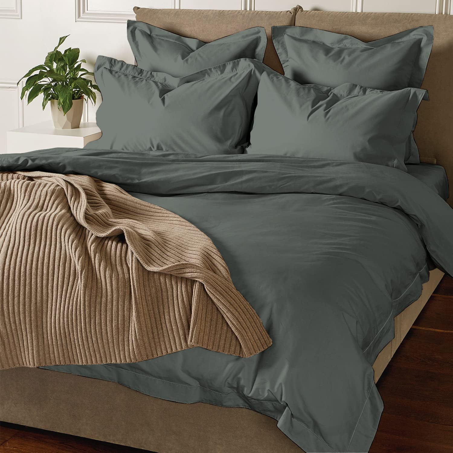 Dark Grey Stripe Bedding Item 100% Cotton Soft & Smooth 800 Thread Count US size 