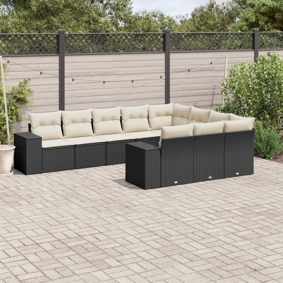 vidaXL Garden Sofa Set Black, Cream White