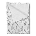 thumbnail image 2 of Hipster Soft Flannel Fleece Throw Blanket, Hand Drawn Style Pattern with Dental Hygiene Theme Teeth Care Cleaning, Cozy Plush for Indoor and Outdoor Use, 50" x 70", Black and White, by Ambesonne, 2 of 5