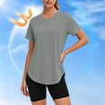 thumbnail image 4 of jobturf Quick Dry Workout Shirts for Women UPF 50+ Sun Protection Shirt Short Sleeve Running Top Curved Hem Athletic T-Shirt S-3XL, 4 of 9