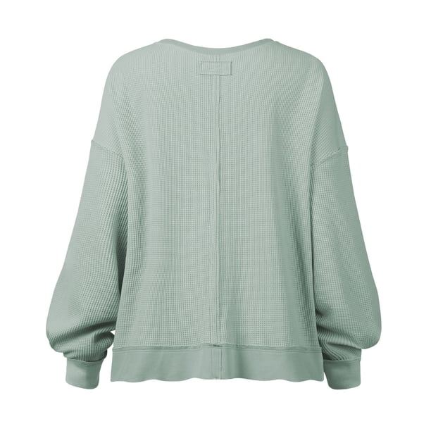 Sudadera De Mujer, Patrón De Gofres, Mano De Obra Fina, Abertura Lateral, Suéter De Otoño Para Oficina ANGGREK Otros