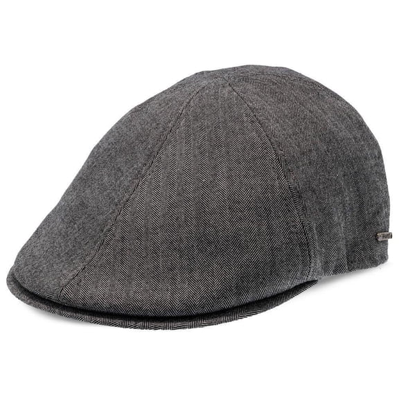 Walrus Hats Dark Gray Luxe Checkmate Duckbill Flat Cap – Classic Herringbone Design – Suede Underside & Cotton Liner for All-Day Comfort