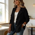 thumbnail image 5 of Jackets for Women Spring Autumn Solid Color Casual Button Down Pocket Long Sleeved Windbreaker Coat with Inner Lining Windproof Jacket with Pockets, 5 of 9