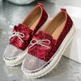 thumbnail image 3 of SACFOF Women's Platform Rhinestones Cute Bow Slip on Sneaker,Casual Fashion Platform Dress Shoe Loafers, 3 of 6
