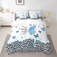 thumbnail image 2 of jejeloiu Kawaii Butterfly 7pcs Bedding Comforter Set,Chic Leopard Print Queen Bedding Sets,Blue Black Queen Sheet Sets For Girls Teens,Ultra Soft Home Decor Reversible, 2 of 8