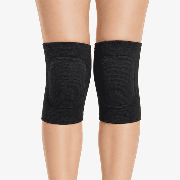 1 Pair Black Volleyball Knee Pads, Size L Sports Knee Pads with Thick Sponge Padding for Women and Men, Dance, Yoga, Workout and Fitness