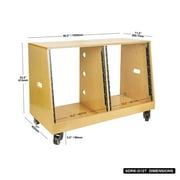 Sound Town DIY 2 x 12U Slanted Studio Rack with Baltic Birch Plywood, Casters, Golden Oak for Recording Room, Home Studio (SDRK-D12T)
