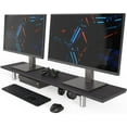 thumbnail image 1 of Dual Monitor Stand Riser, 39.4 Inch Height Adjustable Monitor Riser for Desk, Wood & Steel Monitor Stands for 2 Monitors, Laptop,Printer,TV, Black, 1 of 8