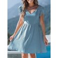 thumbnail image 1 of Mini-robe pour Femmes à Manches Courtes en Coton à Lacets A- Line Short Summer Dress-Vinsniv, 1 of 4