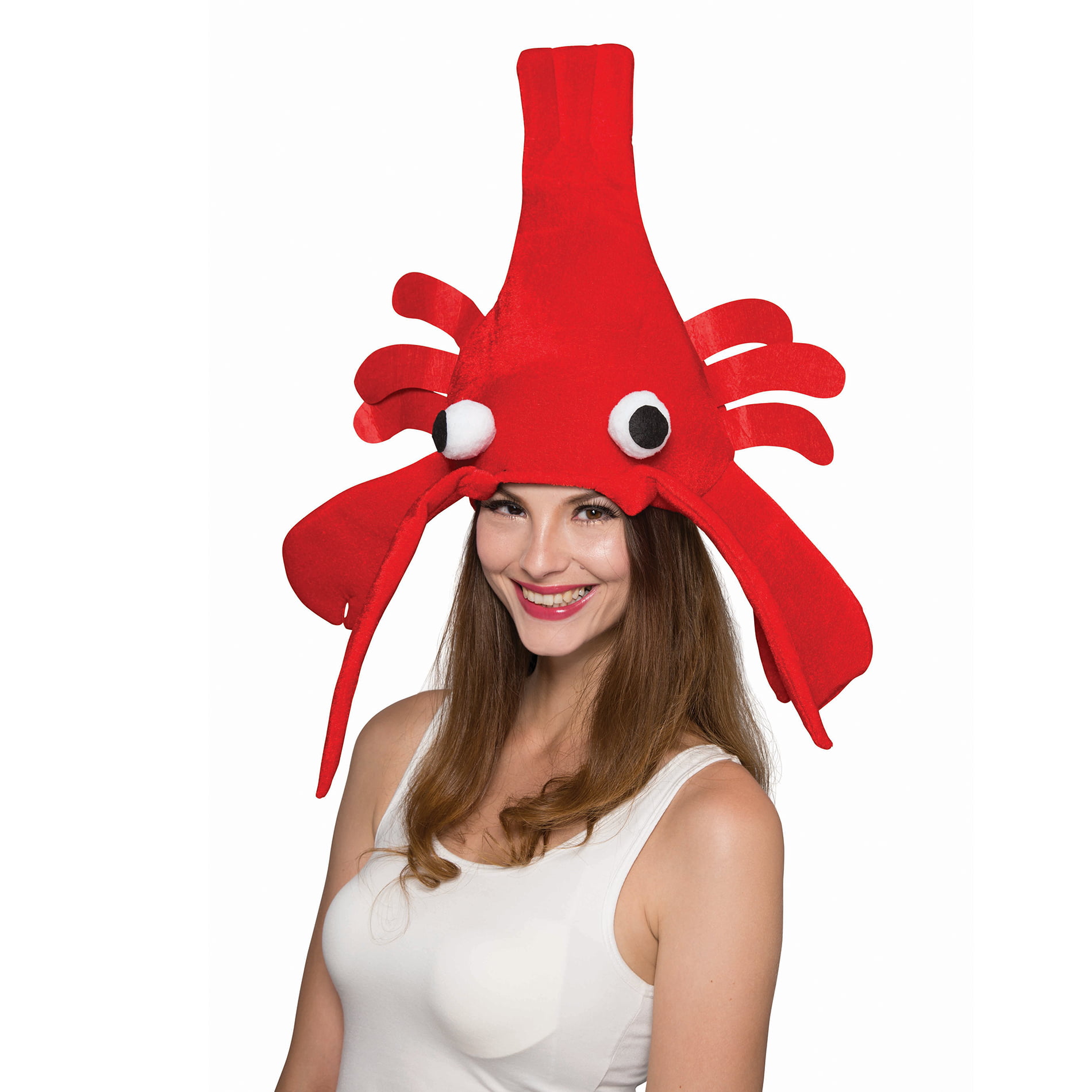 56-58cm Amosfun Lobster Hat Costume Funny Red Lobster Hat Novelty Party Hat Headwear Costume Carnival Costumes for Holiday Festival Party Size M 