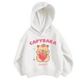 thumbnail image 3 of lnmuld Girls Tops Girls Hooded Sweatshirt Capybara Print Casual Loose Fit Long Sleeve Top for Toddler Kids Soft Comfortable Autumn Winter Outfits Size:7-8 Years, 3 of 5