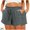 Gray, variant on CheerKidz Fashion Short Pants for Women Solid Color Bandage Elastic Waist High Waisted Casual Summer Pull On Loose Fit Beach Vacation Shorts with Pockets(Army Green,L)