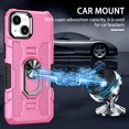 thumbnail image 6 of K-Lion for iPhone 13 6.1 Inch Case, 360° Rotating Ring Holder Stand Heavy Duty Kickstand Magnetic Car Mount Slim Military Grade Shockproof Durable Hybrid Case for iPhone 13,Pink, 6 of 9