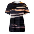 thumbnail image 5 of Womens T Shirts Short Sleeve Crewneck Casual Tie Dye Print T-Shirt Comfy Breathable Summer Top Brown L, 5 of 5