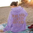 thumbnail image 2 of Tanghaowl Women Sweatshirt Autumn Winter Reversible Printed Casual Hoodie with Two-Sided Design and Cozy Warm Material Purple XL, 2 of 4