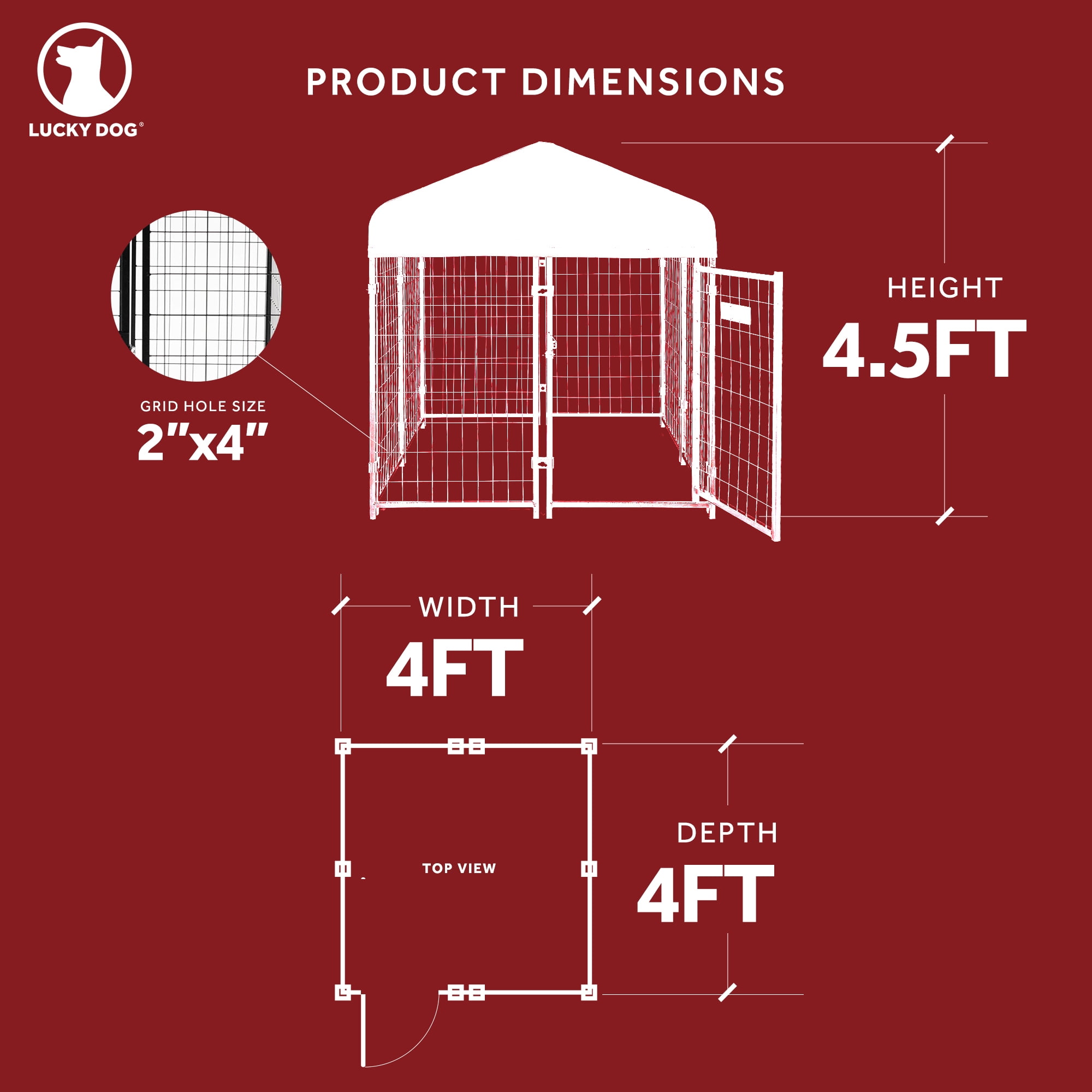Lucky Dog™ 52"H x 4'W x 4'L Pet Resort Kennel with Cover