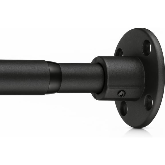 Stainless Steel Shower Rod, Fixed Mount Adjustable Curtain Pole for Bathroom Closet Laundry Room Divider, 28 to 76 inches, Matte Black