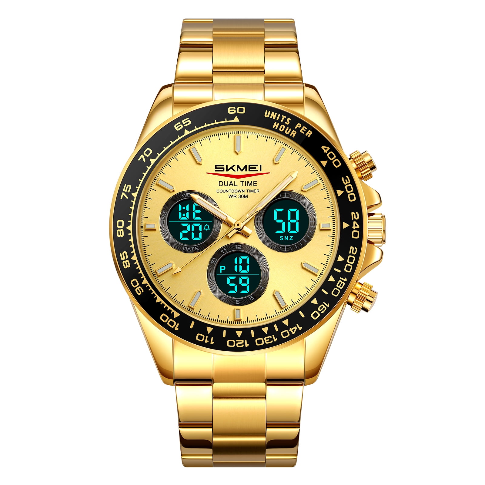 SKMEI Mens Digital Watch Sports Military Waterproof Wristwatch Outdoor Chronograph Watches for Men Backlight Alarm Business Watch,Stainless Steel Watch Band