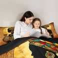 thumbnail image 4 of Castle Fairy Ethnic Silhouette Lady With Pot King Bedding 7pcs,Vintage Circular Mandala Design King Bed in a Bag,Orange Teal Yellow,Black Reversible, 4 of 7