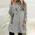 thumbnail image 4 of MELDVDIB Womens Sweatshirt Fuzzy Fleece Fashion Print Mid-Length Crewneck Sweatshirt Fall Winter Long Sleeve Oversized Pullover Tops with Pocket, 4 of 4