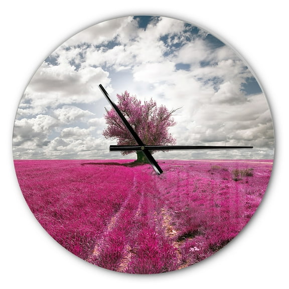 Designart 'Purple Tree Dreamscape ' Farmhouse wall clock