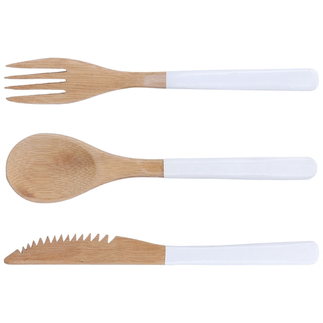 Japanese Wooden Cutlery Set, Exquisite Cutlery Set High Hardness Easy To Clean Safe For Kitchen Black,White