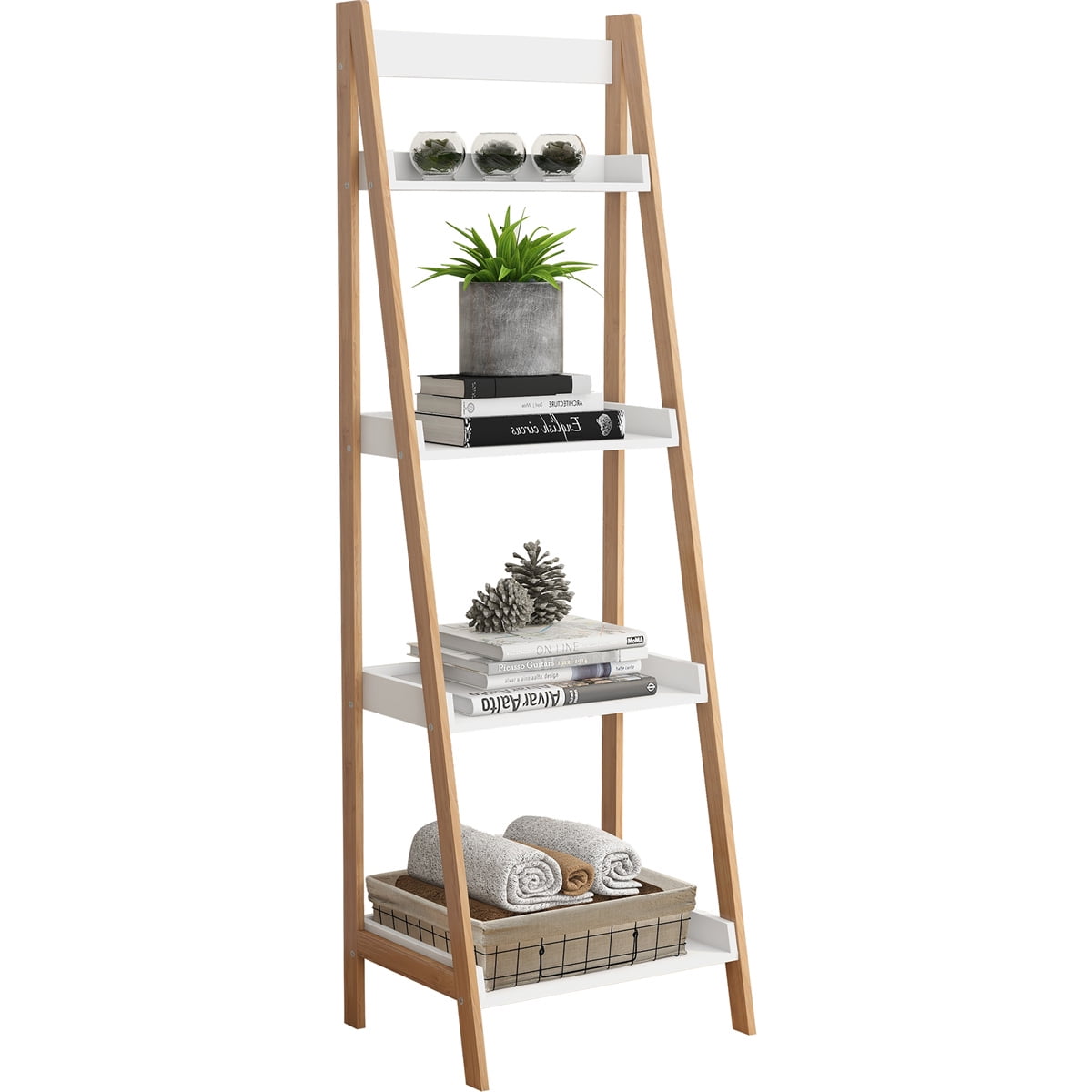 Details about   4-Tier Multifunction Ladder Bookshelf Bookcase Storage Plants Display Rack Hold 