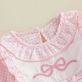 thumbnail image 6 of Cjfdfy Newborn Baby Girl Fall Outfits Pink Plaid Bow Ruffled Romper Long Sleeve Bubble Bodysuit Fall Smocked Bubble Romper Baby Cute Sweet Fall Winter Outfit 0-18 Months, 6 of 9