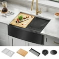 thumbnail image 2 of Kraus Kore 27 Farmhouse Apron Front Workstation 16 Gauge Stainless Steel Single Bowl Kitchen Sink in PVD Gunmetal Finish with Accessories, 2 of 19