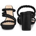 thumbnail image 2 of Square Toe Braided Chunky Heels Sandals for Women Black US 7/UK 5/EU 37, 2 of 6