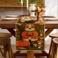 thumbnail image 2 of Rdsfhsp Halloween Animal Linen Table Runner 13x72 Inch, Owl Cat Pumpkin Pattern Table Runner for Dining Table Decor, Cute Fall Holiday Kitchen Decoration, 2 of 5