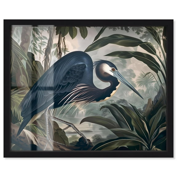 Bird in Fauna II Shadowbox Print Landscape Art by Art Remedy, Black Frame, 20 x 16
