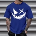 thumbnail image 1 of Blusas y camisas de manga corta con cuello redondo para hombre, blusas casuales de verano a la moda con cuello redondo y estampado para hombre., 1 of 4