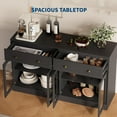thumbnail image 3 of Modern Buffet Cabinet,55" Large Kitchen Storage Sideboard with 2 Drawers and 4 Acrylic Glass Doors,Wooden Coffee Bar Furniture with Adjustable Shelves for Living Room,Dining Room, Kitchen, 3 of 7