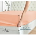 thumbnail image 3 of Couture Charm Hotel Luxury 500-TC Peruvian Pima Cotton RV-Short-Queen Size 4-Pcs Sheet Set Fits Upto 27-30" Deep Pocket (Stripe, Peach), 3 of 4