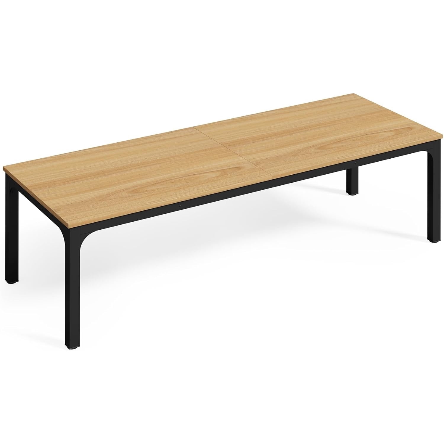 78.7 Inches Extra Long 2 Person Computer Desk, Wooden Large Home Office Writing Table With Strong Metal Legs, Spacious Study Workstation For Collaborative Use, Natural & Black