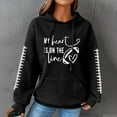 thumbnail image 2 of DDAPJ pyju Womens Football Mom Hoodie Football Heart Graphic Hooded Sweatshirt Waffle Knit Casual Pocket Hoodies Game Day Football Sweatshirts Gifts for Football Fan Deals of The Day Black XXL, 2 of 4