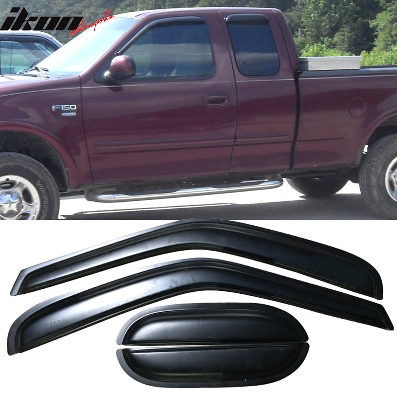 Compatible with 9703 Ford F150 F250 Extended Cab Acrylic Window Visors 4Pc Set