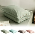 thumbnail image 1 of Premium Linen-Style Pillowcases with Button Closure - Soft, Breathable Long Staple Woven Pillow Protectors for Comfortable Sleep in Green, Pink, Gray, or Light Blue, 1 of 8