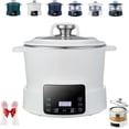 thumbnail image 1 of Cuiseur Électrique à Séparation de Soupe de Riz, Poêle Antiadhésive et Soupe de Riz Séparés, Cuiseur de Riz 3 L à Faible Teneur en Glucides avec Panier-Filtre Réservable-Minuteur et Relevable, pour Riz, Ramen, Fondue Chinoise (Blanc, Acier Inoxydable, 1 of 8